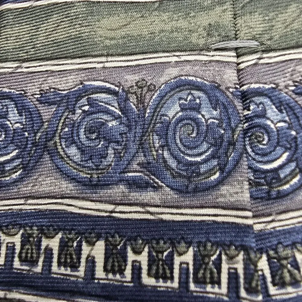 Necktie Mens Vintage Bill Blass Black Label 100% Silk, Tan Blue, Size 57 By 4
